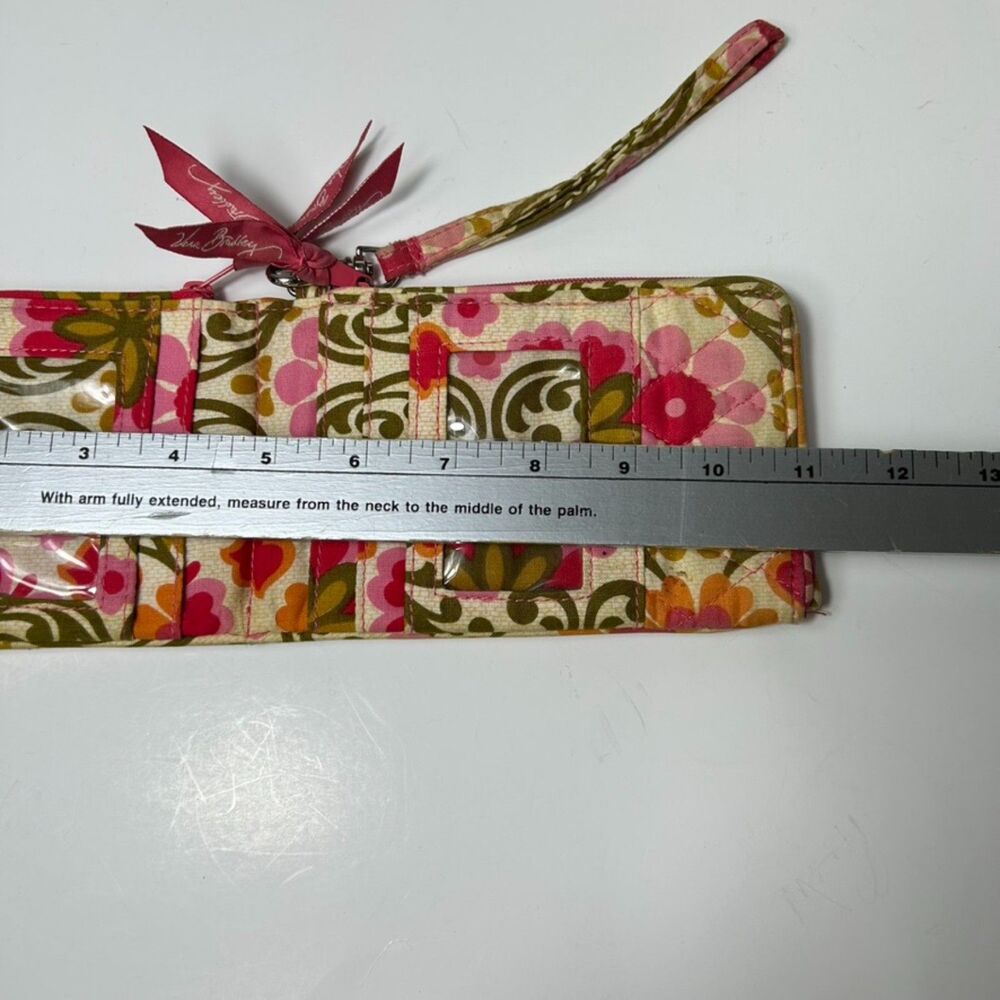 Vera Bradley Folkloric Yellow Pink Red Green Floral Pattern Double ID Wristlet - Picture 12 of 13